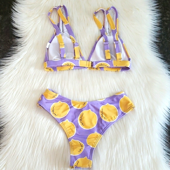 Juicy Lemons Triangle Cut Out Bikini Set Swimsuit - Picture 8 of 8